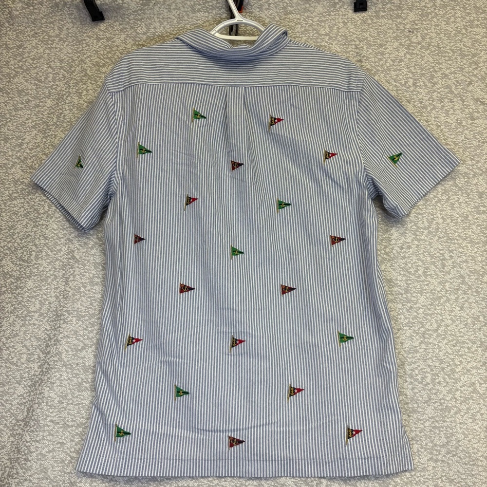 Ralph Lauren Blue Striped Polo with Embroidered Flags - Picture 5 of 9